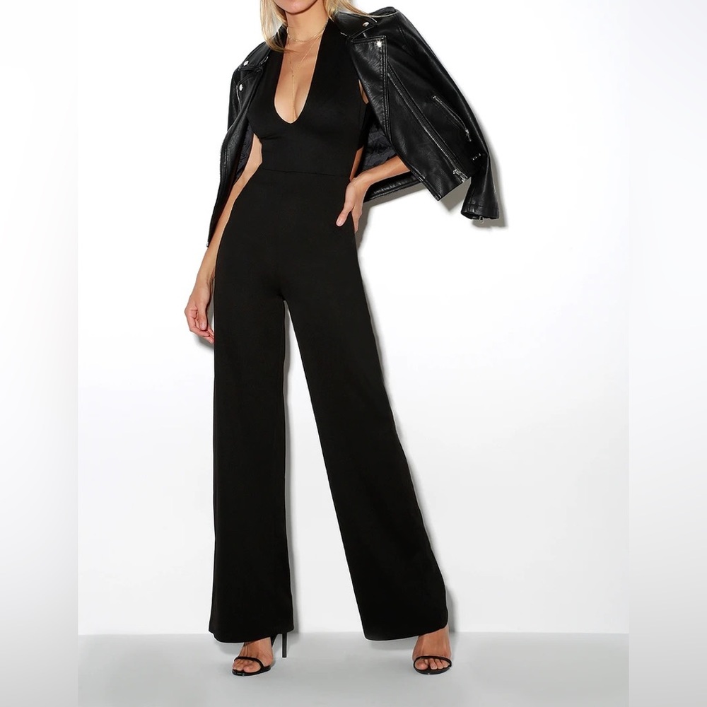 Lulus Thinking Out Loud Black Backless Jumpsuit View 3